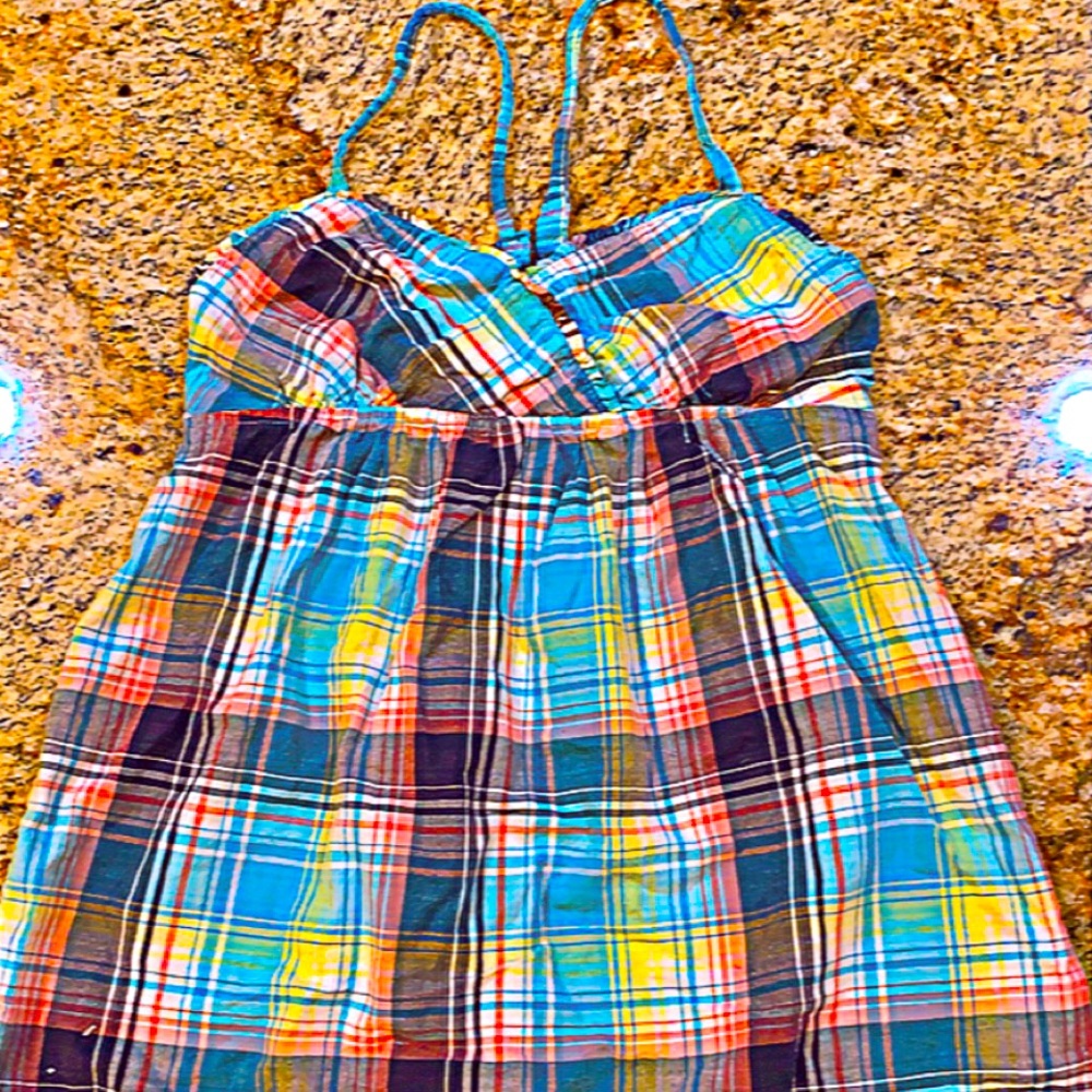 multi colored plaid cotton girls top
